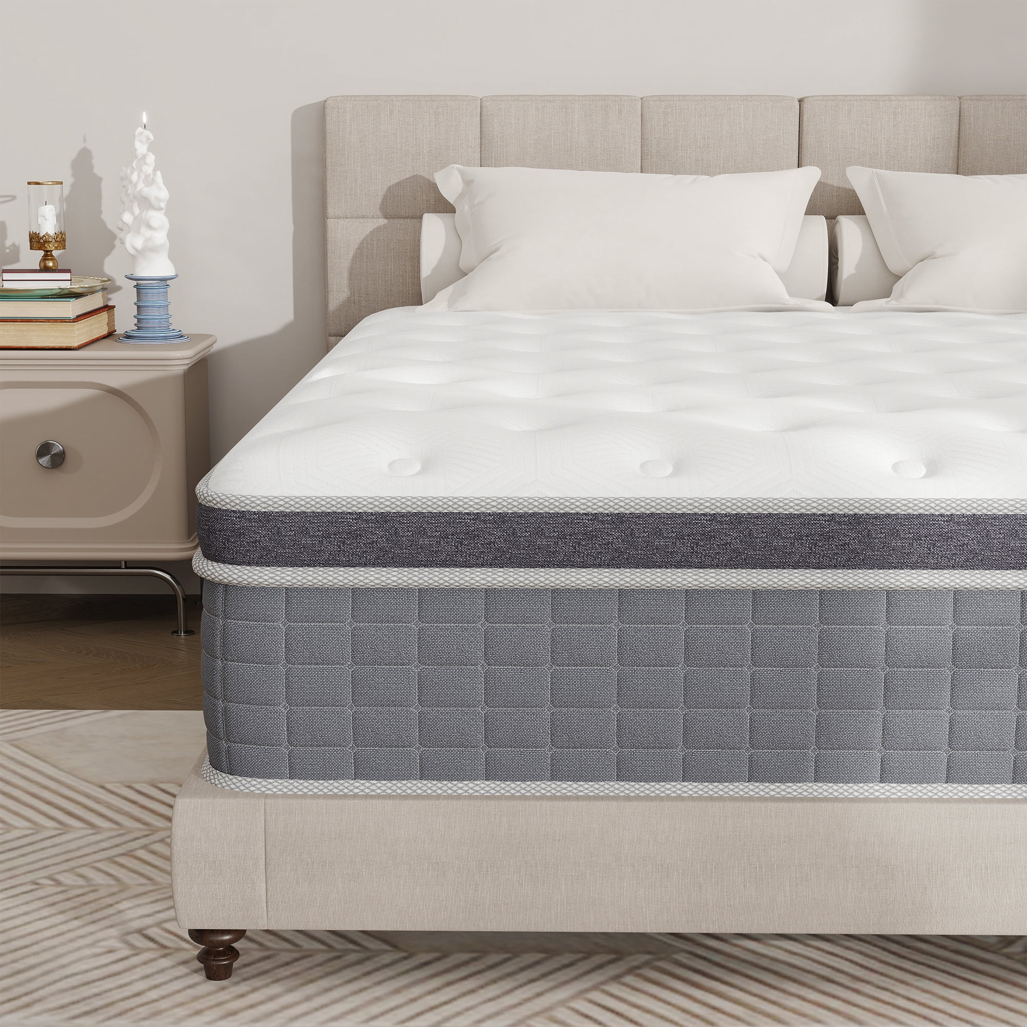 Yilicy 14 inch Twin Mattress in a Box, Spring Hybrid Memory Foam Medium Firm Mattress,Adult