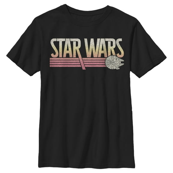 Boy's Star Wars: A New Hope Distressed Millennium Falcon Logo  Graphic Tee Black Small