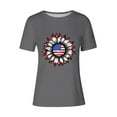 thumbnail image 5 of Feancey Fourth of July Shirts for Women Sunflower Print Short Sleeve Tops Holiday Casual American Flag Graphic Tees Gray L, 5 of 5