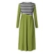 thumbnail image 5 of Moda Mujer Casual Patchword Botones Casual Stripde A-Line Vestido largo de manga larga Fridja NMB911, 5 of 5