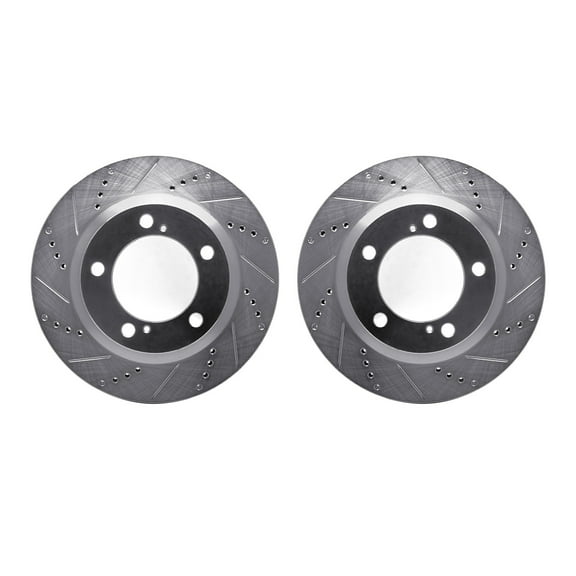 Dynamic Friction Company Front Brake Rotors-Drilled and Slotted-Silver 7002-76017