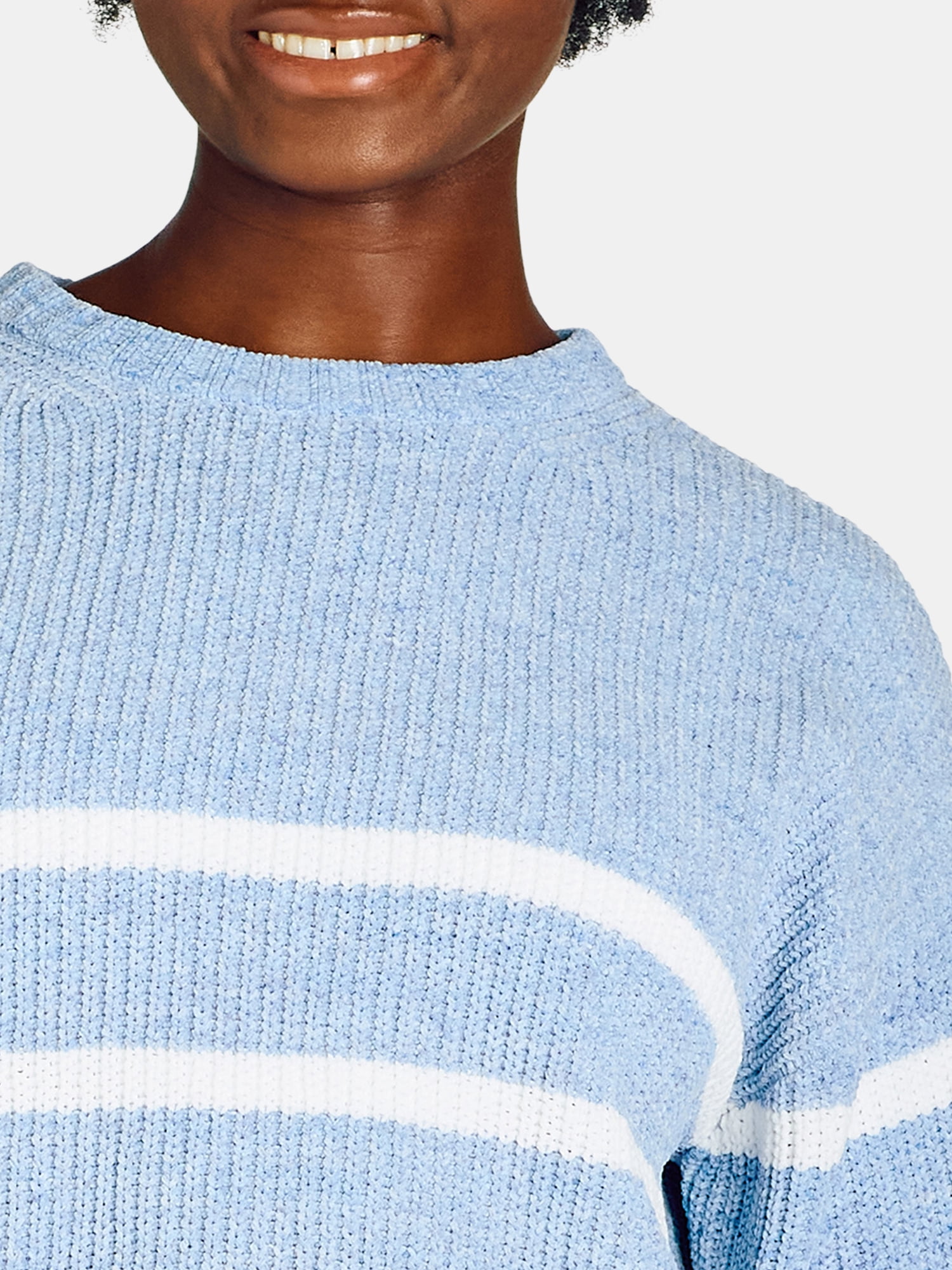 Time and Tru Women's Chenille Sweater with Long Sleeves, Midweight, Sizes XS-XXXL