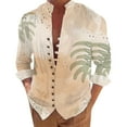 thumbnail image 1 of Camisas De Vestir Para Hombre Slim Fit Camisa de manga larga con estampado digital 3D y soporte con botones sueltos para hombre, vacaciones, playa, ocio (Orange, XXL), 1 of 4
