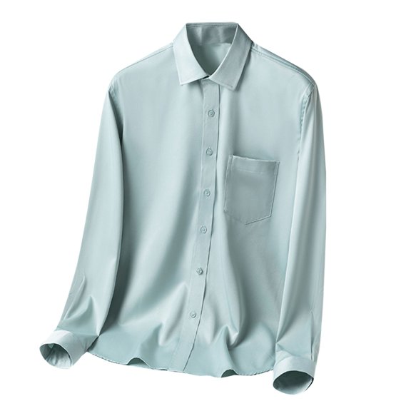 Yuhangmm Mens Solid Casual Business Long Sleeve Non Ironing Shirt Overalls Free Button Down Dress Shirt Green XXL