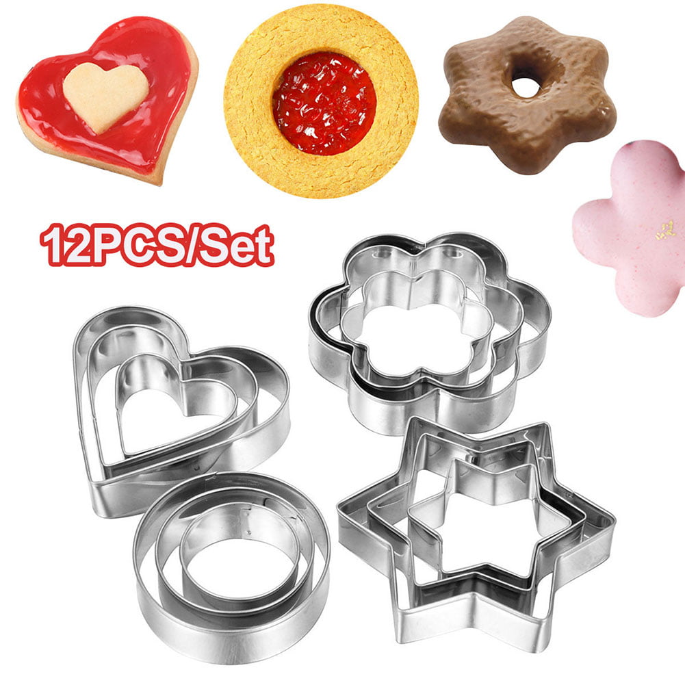 12PCS/Set Cookie Biscuit Cutter DIY Pastry Baking Mousse Cake Metal Mold 