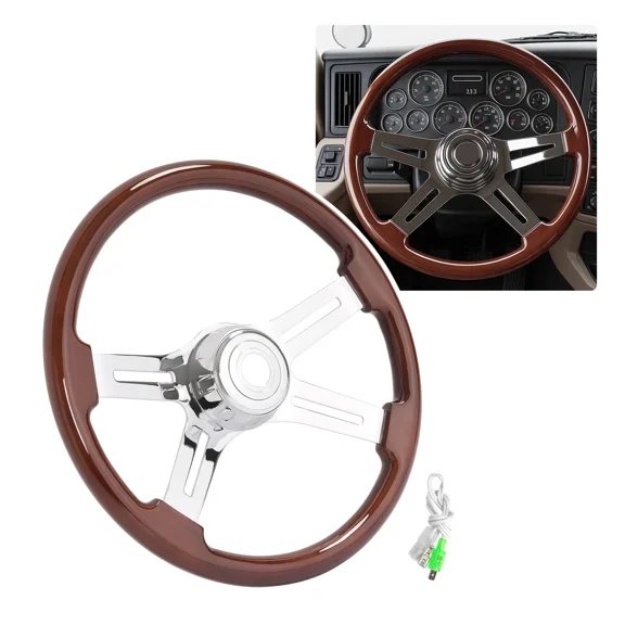 Hecasa Steering Wheel for 1950-2025 Freightliner/Kenworth/Peterbilt/Volvo/Mack Black