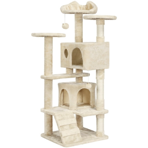 Yaheetech 54"H Cat Tree Tower with 3 Scratching Posts, Beige