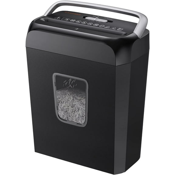 Paper Shredder for Home Use, 3.4 Gal Wastebasket, 6 Sheet Crosscut Credit Cards, , and Clips Office Portable Handle Design (C237-B New Version)