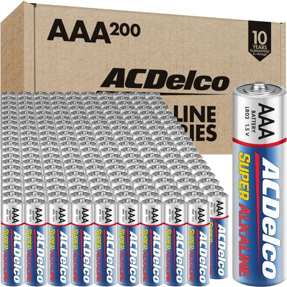 ACDelco AAA Batteries, Maximum Power Super Alkaline Battery, 10-Year Shelf Life, Reclosable Packaging, 200 Count
