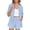 Blue, variant on Womens Vertical Striped Button Down Short Sleeve Shirt and Elastic Waist Short Set with Side Pockets Relaxed Fit Lightweight Two Piece Tracksuit Outfit