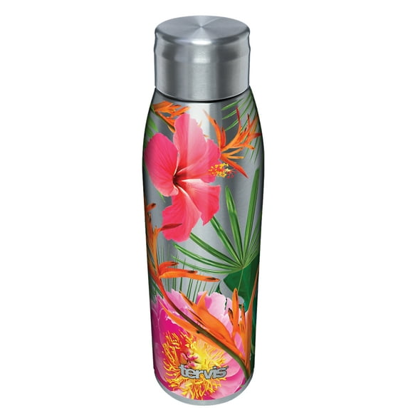 Tervis Triple Walled Tropical Hibiscus Photo Insulated Tumbler Cup Keeps Drinks Cold & Hot, 17oz Water Bottle, Stainless Steel