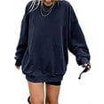 thumbnail image 3 of Langwyqu Solid Color Spring Fall Women Long Sleeve Loose Hoodies Sweatshirt, 3 of 5