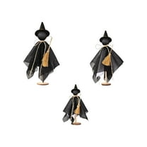 Cheapark Halloween Witch Decorations Indoor,Black Witches With Hat Cute Halloween Decor, Vintage Rustic Wooden Halloween Desk Decor For Gifts