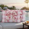 thumbnail image 5 of Pack of 2 Outdoor Pillow Covers 20x12 Inch Waterproof Pink Floral Print Throw Pillow Covers,Decorative Couch Pillow Shams Protectors Checkered Bow Rose Flower Gingham Patio Pillowcases Cushion Covers, 5 of 8
