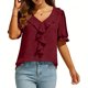 thumbnail image 4 of Camisas de Manga Corta para las Mujeres Blusa de Suéter de Cuello en V Casual para las Mujeres, Top de Estiramiento Suave para Uso Diario Y de Fiesta, 4 of 7