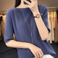 thumbnail image 2 of Knit Short Sleeve T Shirt For Women Casual Loose Fit Crew Neck Top For Spring And Summer Elegant Layering Basic Tee, 2 of 2