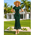 thumbnail image 5 of otnbgsr Women Floral Maxi Dress 2026 Summer Mesh Bodycon Long Dress Ruched Casual Beach Vacation Party Dress, 5 of 7