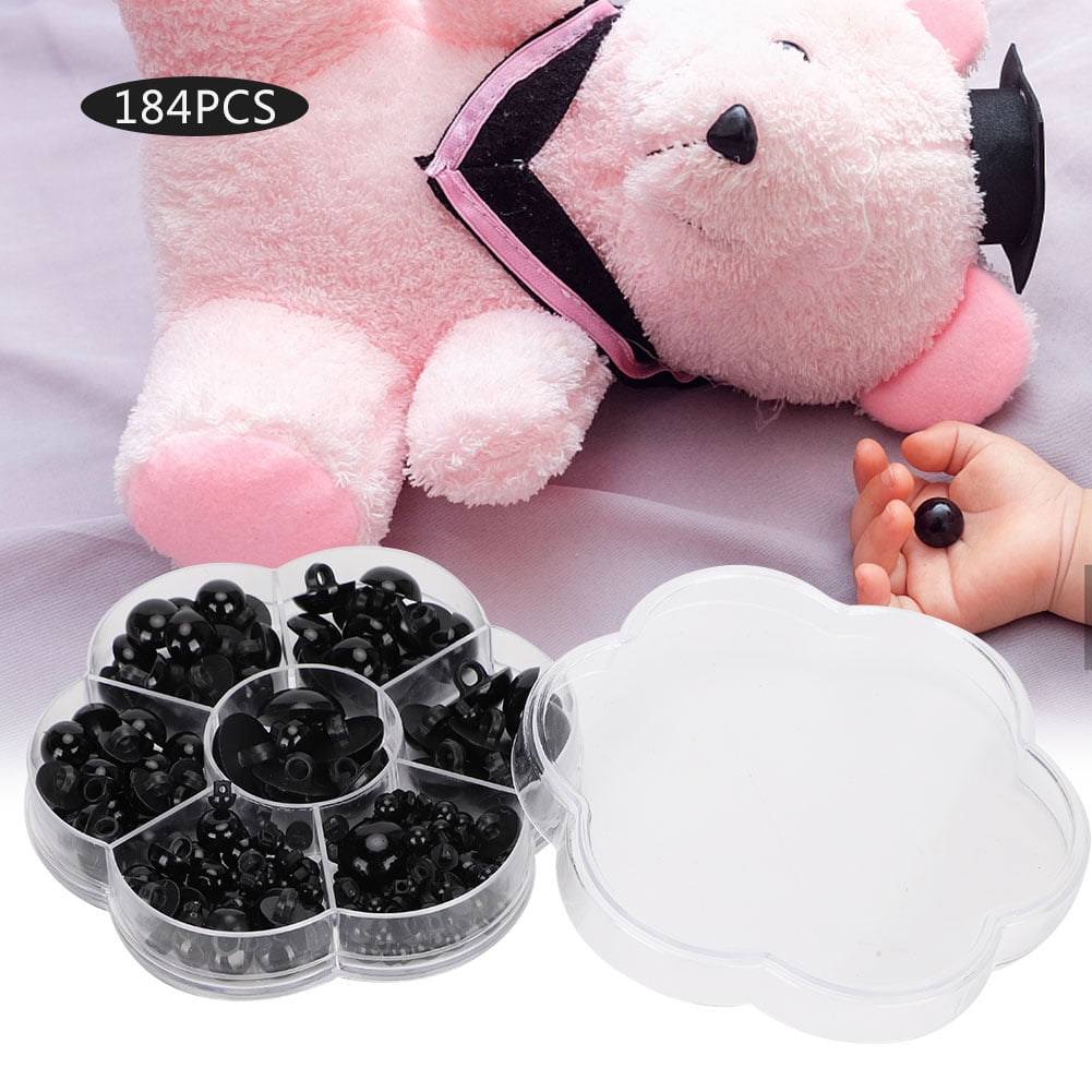 184pcs Plastic Domed Doll Eyes Black Mushroom Domed Sewing Buttons DIY Artificial Sewing Crafting Eyes for Doll Teddy Bear 