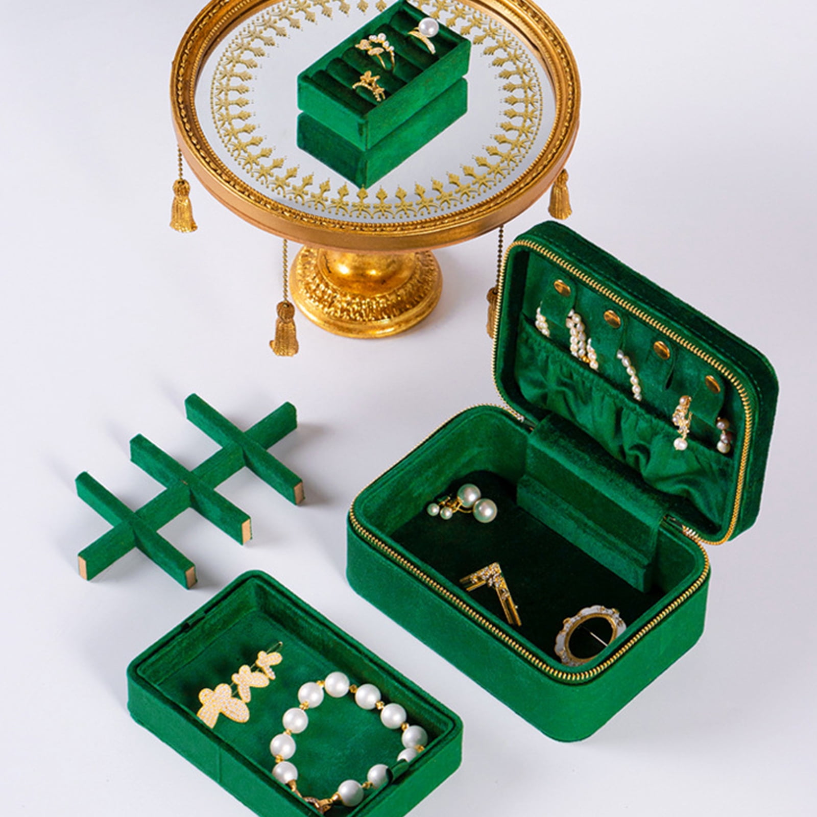 Travel Display Box Jewelry Storage Box Elegant Jewelry Case Jewelry Organizers for Earring Rings Necklace