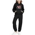 thumbnail image 3 of Piuwrlz Children's Sweatsuits Sets Girls Two Piece Jogger Set Pocket Christmas Round Neck Sweats and Sweatpants Black Size 5 Years, 3 of 9