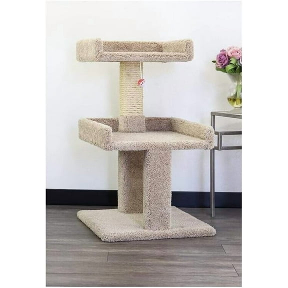 Timeless Trends Spacious Cat Tree Perch for Large Cats, Durable Carpet Upholstered Cat Play Tower, Sturdy Wood Construction