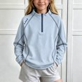 thumbnail image 2 of Amidoa Girls Half Zip Pullover Long Sleeve T Shirts Kids Mock Neck Casual Tops Blue Size 9-10 Years, 2 of 9