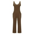 thumbnail image 6 of Ltctricy Womens Fleece Overalls Baggy Warm Wide Leg Jumpsuits Comfy Fuzzy Sleeveless Soft Rompers with Pocket, 6 of 7