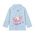 thumbnail image 5 of Psesaysky Girls Long Sleeve Sweatshirts Size 8-9 Years Quarter Zip Pullover Tops Cute Axolotl Bubbles Print Shirts for Kids Teens Athletic Winter Jacket, 5 of 6
