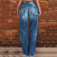 thumbnail image 4 of Jxximdong Jeans for Women Straight Leg Jeans For Women Ripped Hem Low Waisted Jeans For Women Blue S Denim Pants, 4 of 7