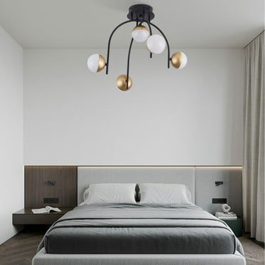 5 LED Lamps Retro Classical Globe Chandelier Simple Creative Metal Ceiling Lighting for Home Living Room