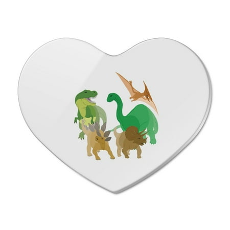 

Dinosaurs Hanging Out Tyrannosaurus Rex Triceratops Stegosaurus Brontosaurus Heart Acrylic Fridge Refrigerator Magnet