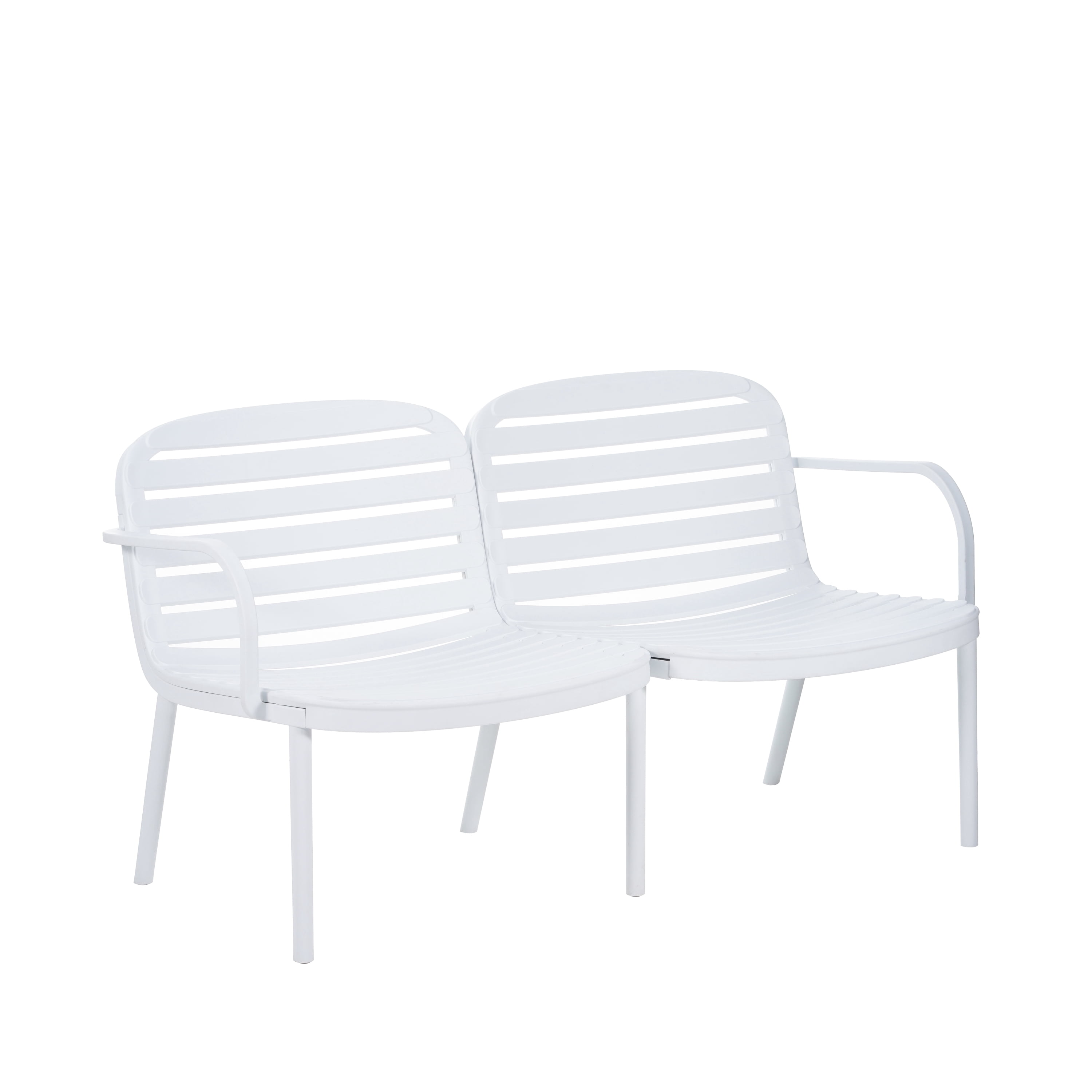 Patio Loveseat, Outdoor PP Sofa with Vibrant Green Cushion and Sturdy White Frame, Low Maintenance Design for Outdoor Seating, White Frame with Green Cushion