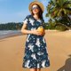 thumbnail image 4 of Easygdp Friendly Sharks para Vestido Transpirable de Mujer, Vestido Suelto de Manga Corta con Pliegues y Bolsillos para el Verano, 4 of 6