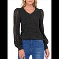 thumbnail image 2 of Blusas de Encaje de Larga para Mujer, Suéteres de Cuello en V A para Otoño 2025, Atuendos Elegantes e Informales de Invierno Negro XXL, 2 of 9