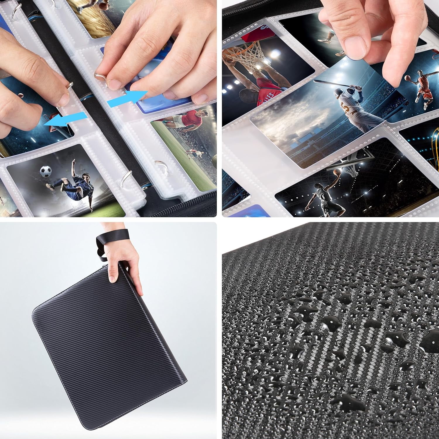 ZUIKEMX Trading Card Binder 400 Pockets with Zipper, Double Sided Pockets Card Holder Carry Case for Hobby Collectibles