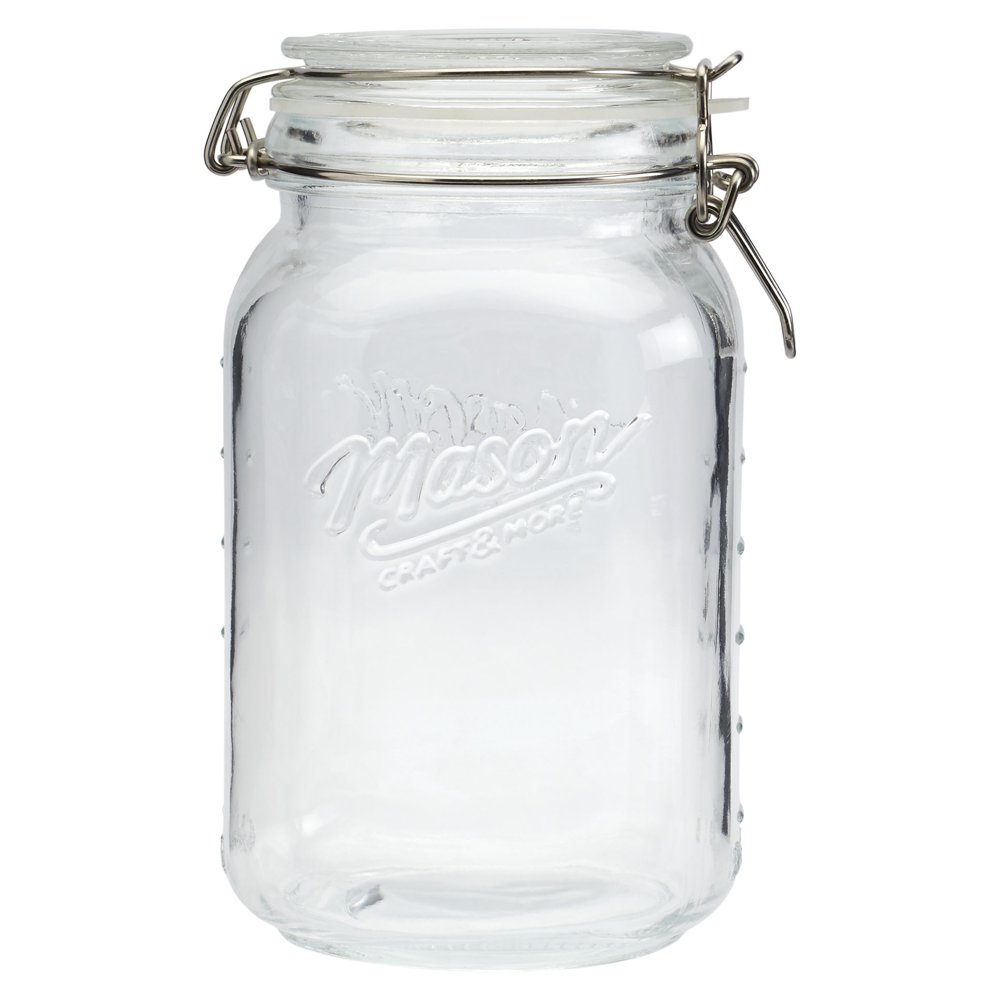 Mason Craft & More 50oz (1.5 Liter) Medium Clamp Jar Clear Glass