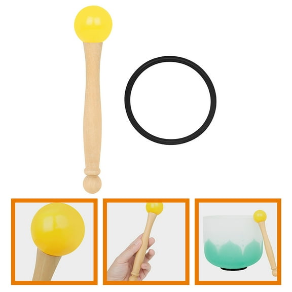 Worgeous Singing Bowl Mallet Yellow Wood Rubber 1 Set 7.8x1.6x1.6in