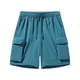 thumbnail image 1 of pstuiky Hombres bajos, Pantalones cortos casuales de moda para hombre, sólidos, con cordón, cintura elástica y múltiples bolsillos Pantalones cortos de baloncesto, 1 of 2