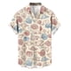 thumbnail image 3 of Ceisia Men's Relaxed Fit Cream & Red Blue Seashell Marine Print Turndown Collar Short Sleeve Casual Shirt Gifts, 3 of 6