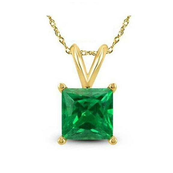 Paris Jewelry 18K Yellow Gold Princess Created Emerald 2CT CZ Necklace 18 inch Plated Unisex