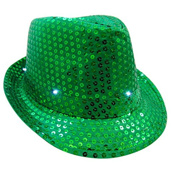 St Patricks Day Light Up Flashing Fedora Hat Irish Paddys Day Fancy Cap