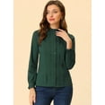 thumbnail image 2 of INSPIRE CHIC Women's Mock Neck Lace Button Up Ruffled Long Sleeve Shirt Blouse Green L, 2 of 5