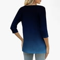 thumbnail image 4 of YUGYXL Women's 3/4 Sleeve Tops Summer Fashion V Neck Tops Casual Loose Fit Blouses for Daily Wear Navy L, 4 of 9