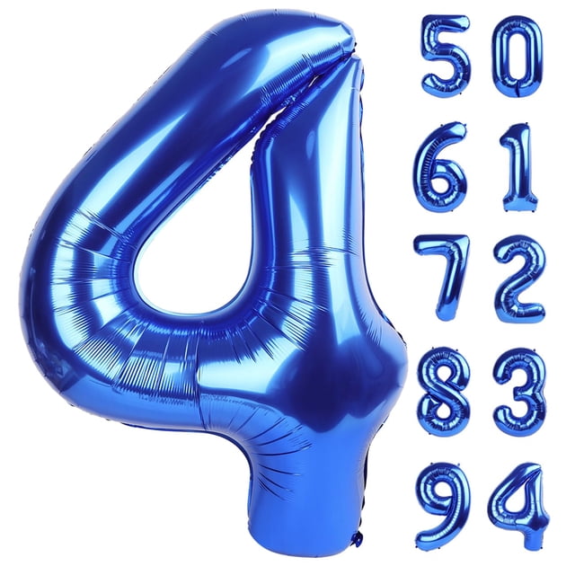 Globo IWERP número 4 azul marino de 40 cm para decoración de fiestas