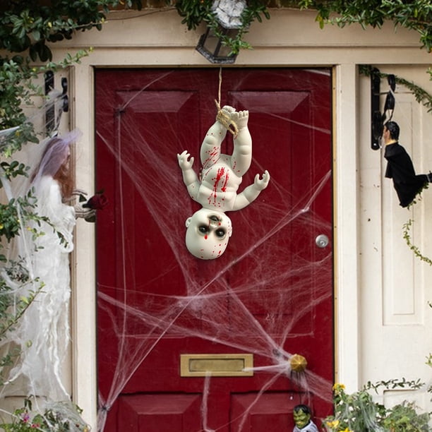 Muñeco Fantasma Colgante de Halloween | Accesorio de Terror de Plástico para Patio | Figura de Zombi Aterradora, Ligera y Reutilizable para Casa, Bar, Fiesta, Decoración de Halloween, Bromas, Accesor