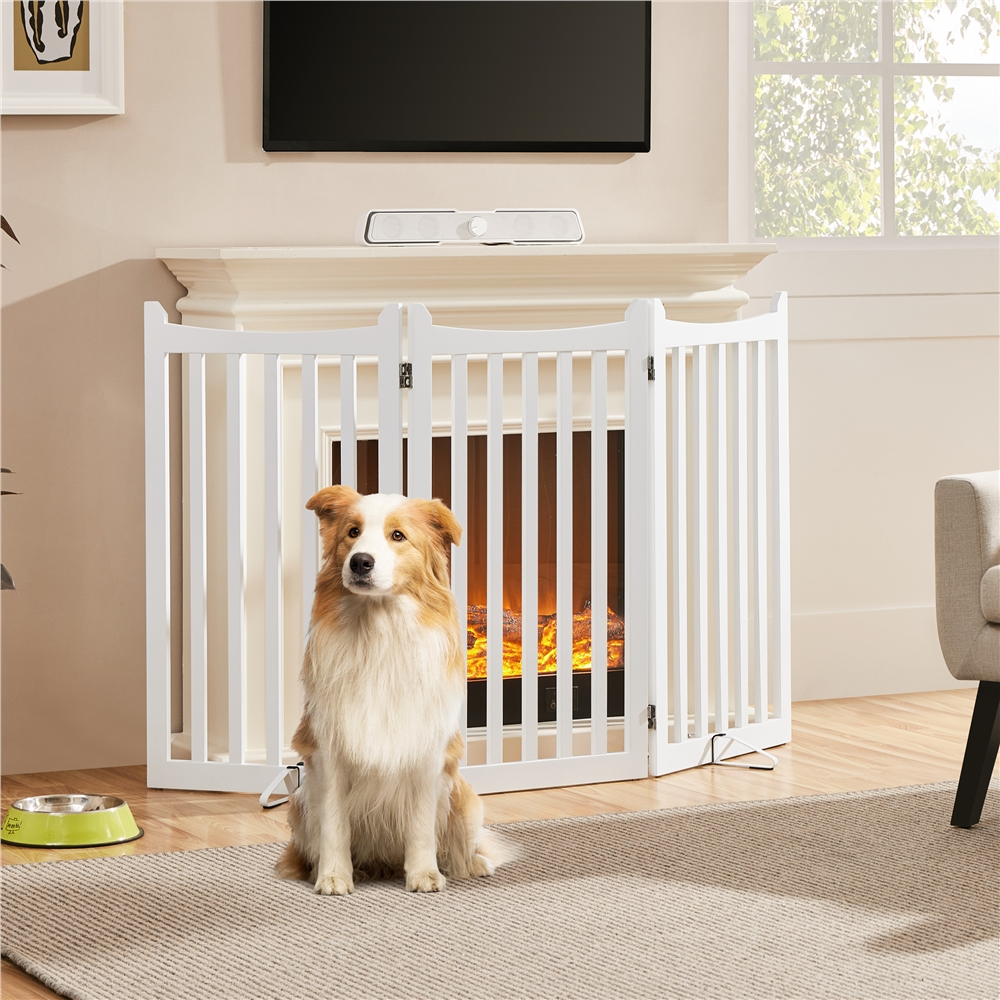 Alden Design Wooden Pet Gate, White photo 3