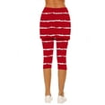 thumbnail image 4 of Olyvenn Women Striped Capri Leggings with Skirt High Waist Athletic Workout Pants Stretchy Yoga Skorts Running Fitness Activewear Red L, 4 of 6