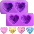 thumbnail image 1 of Moldes de jabón en forma de corazón con diseño de rosa, paquete de 2 moldes de silicona para hacer jabón, moldes de jabón hechos a mano con patrón de amor, suministros de manualidades para el día de S, 1 of 6