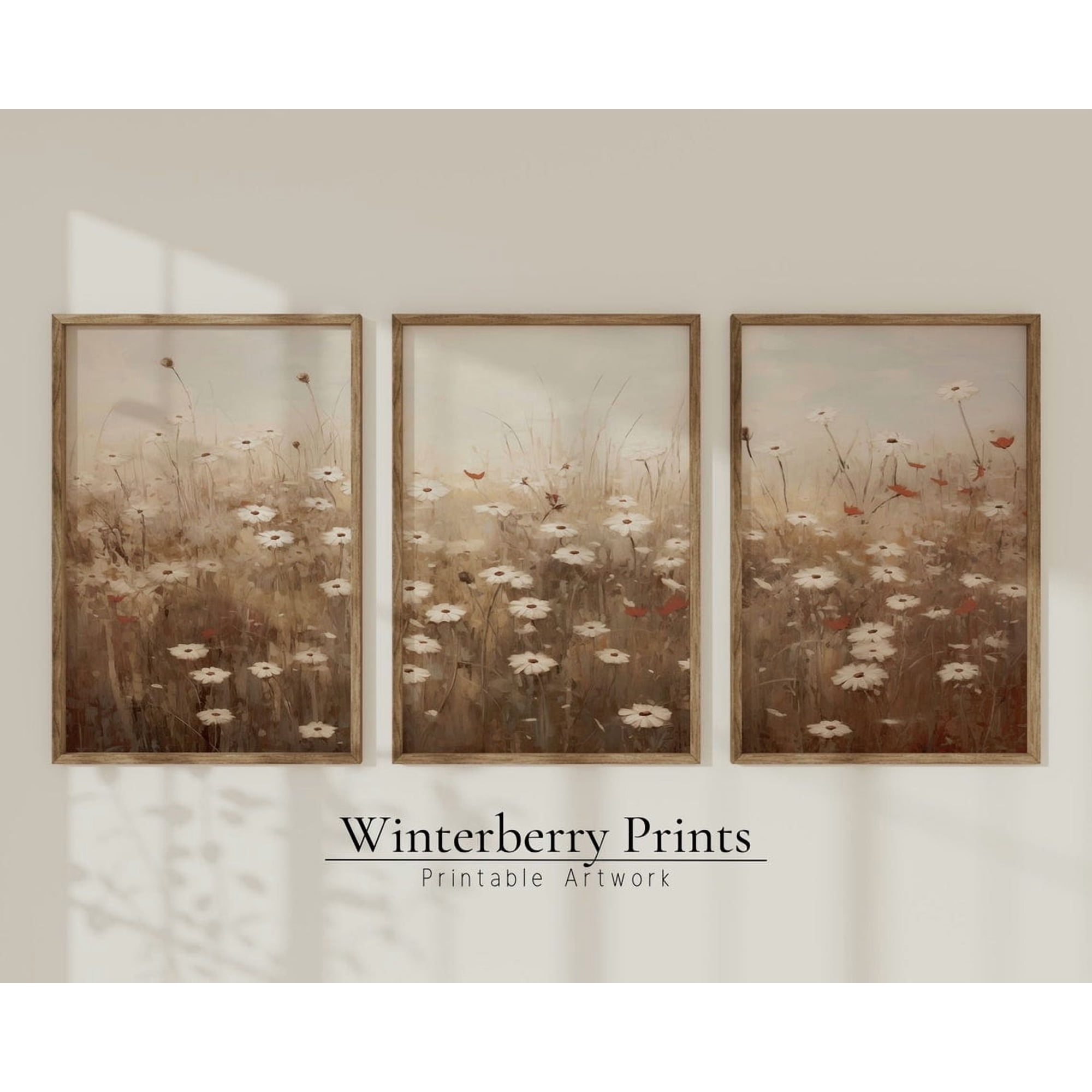 Wildflower Field Spring Cottage Wall Art Print Seasonal Living Room And Home Decor