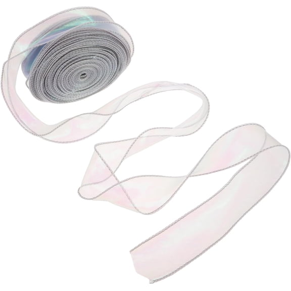 4cm Iridescent Silver Chiffon Tulle Ribbon Roll 40 Yards for Bouquet Flower Wrapping and Present Crafting, Sheer Fabric Ribbon for Wedding Decorations and DIY Floral Arrangements